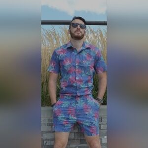 NWT Zesties Male Romper - Tropical Leaves Size XL
